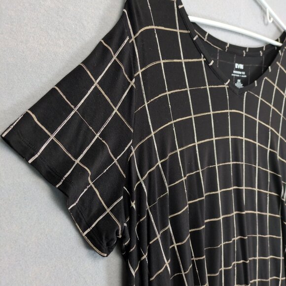 Evri Modern Tee Women's Plus Size 2X Black Grid Stretch Oversize Rayon Shirt Top - Picture 5 of 6
